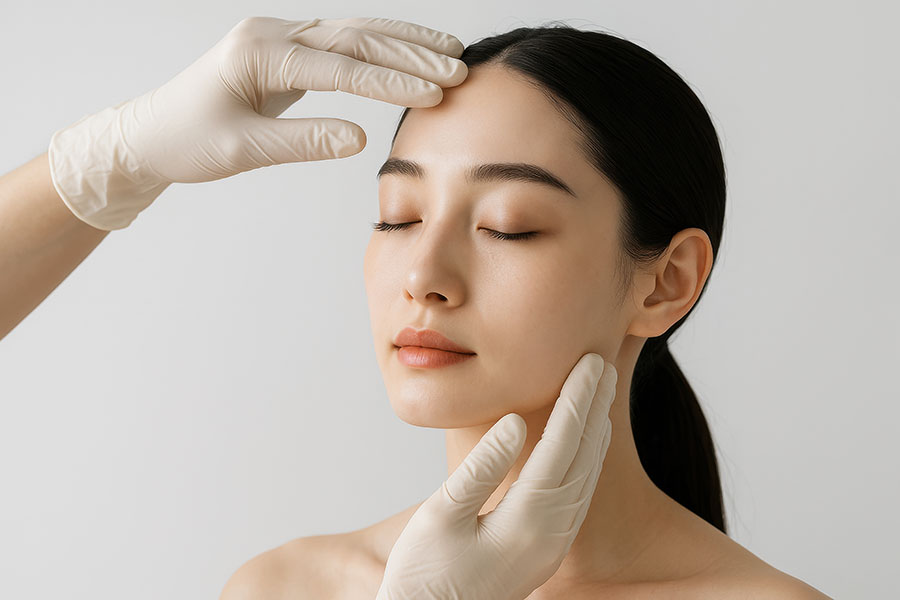 A facial examination before undergoing aesthetic treatment.