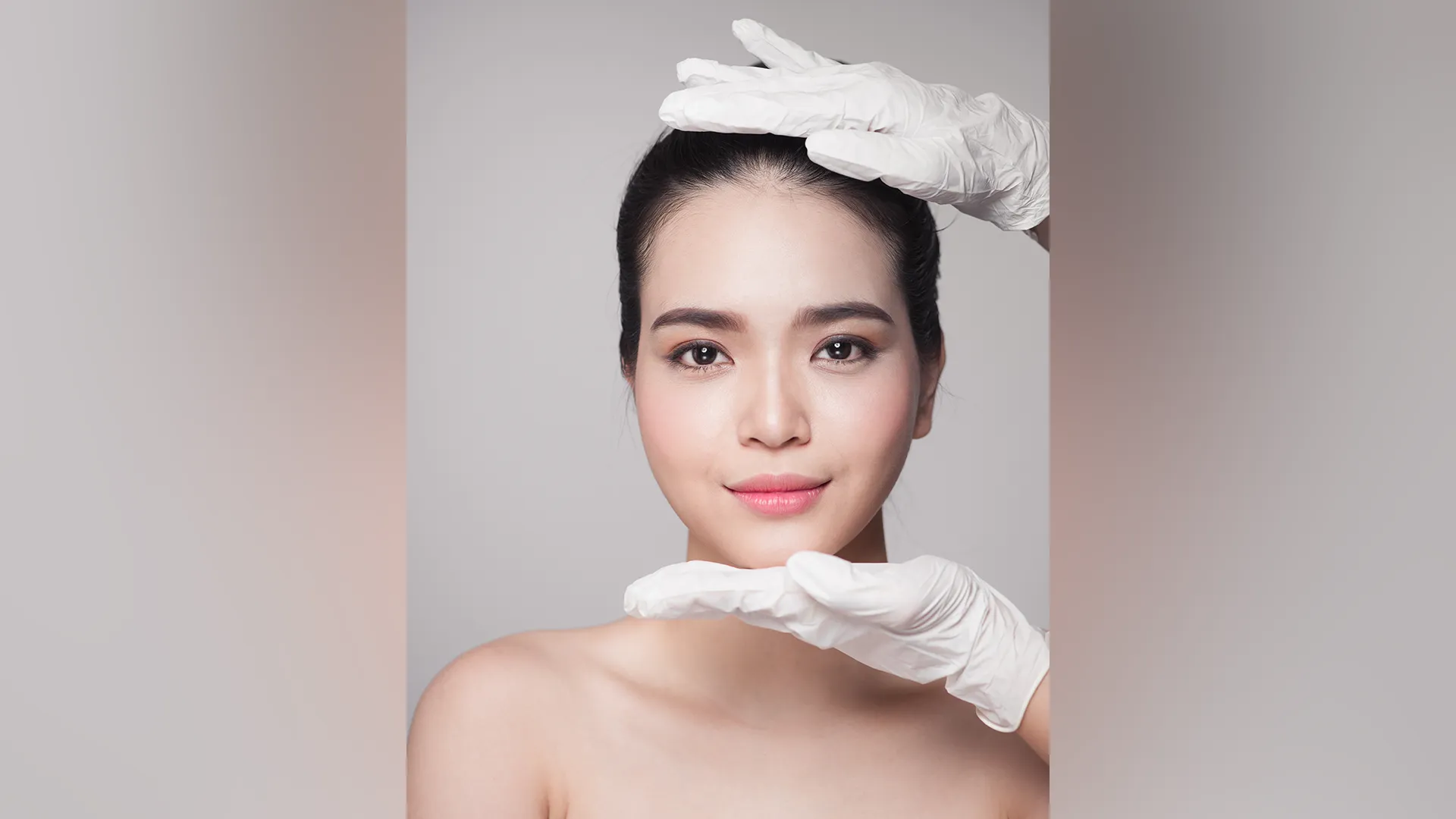 A woman’s face showing results of a PDO face thread lift