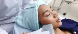 A woman undergoing HIFU Treatment